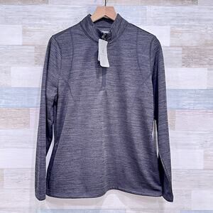 PGA Tour 1/4 Zip Tech Fleece Sweatshirt Gray Golf Pockets Stretch Womens Large